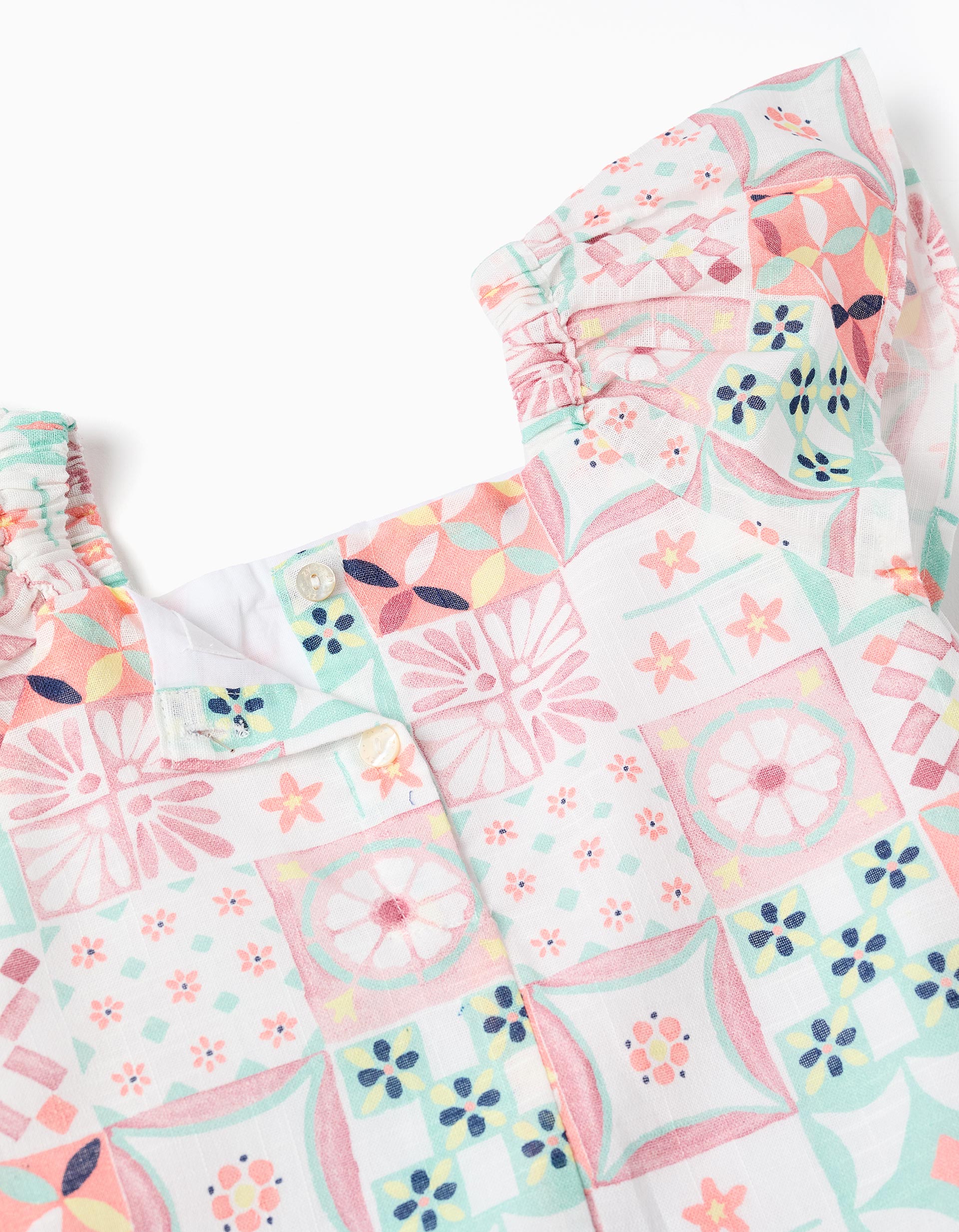 Vestido de algodón con estampado de azulejos para bebé niña, multicolor