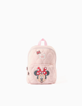 Sac à dos rembourré Minnie Mouse pour bébé et fille, rose clair