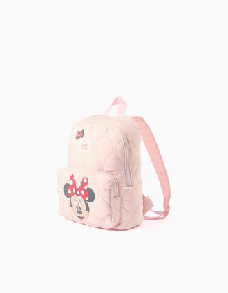 Sac à dos rembourré Minnie Mouse pour bébé et fille, rose clair