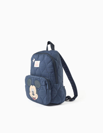 Sac à dos rembourré Mickey Mouse pour bébé et garçon, bleu foncé