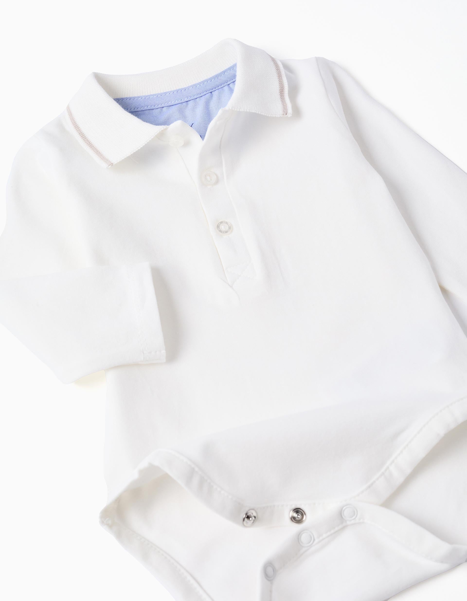 Body de manga comprida com riscas para recém-nascido, branco/bege