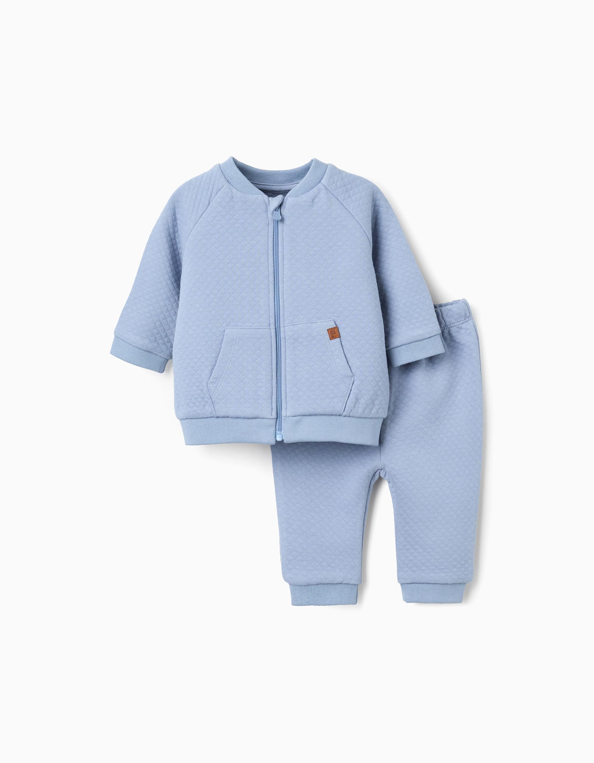 Conjunto acolchado de chaqueta + pantalón para recién nacido, azul