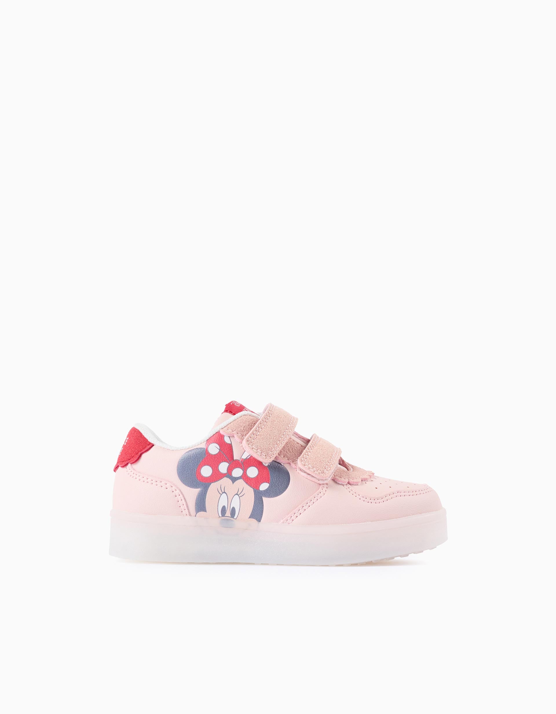 Light-up combined trainers with Minnie for baby girls, pink