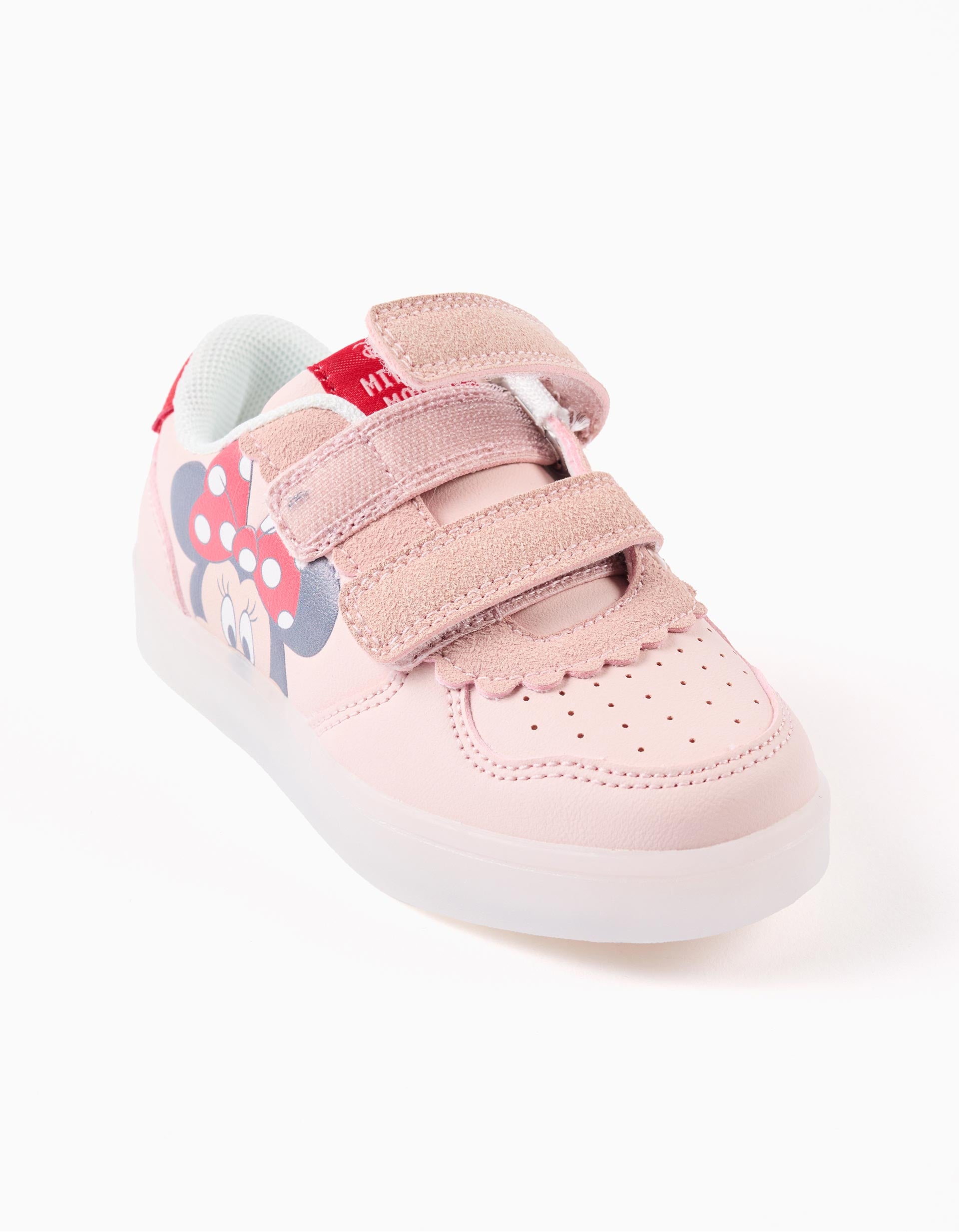 Light-up combined trainers with Minnie for baby girls, pink