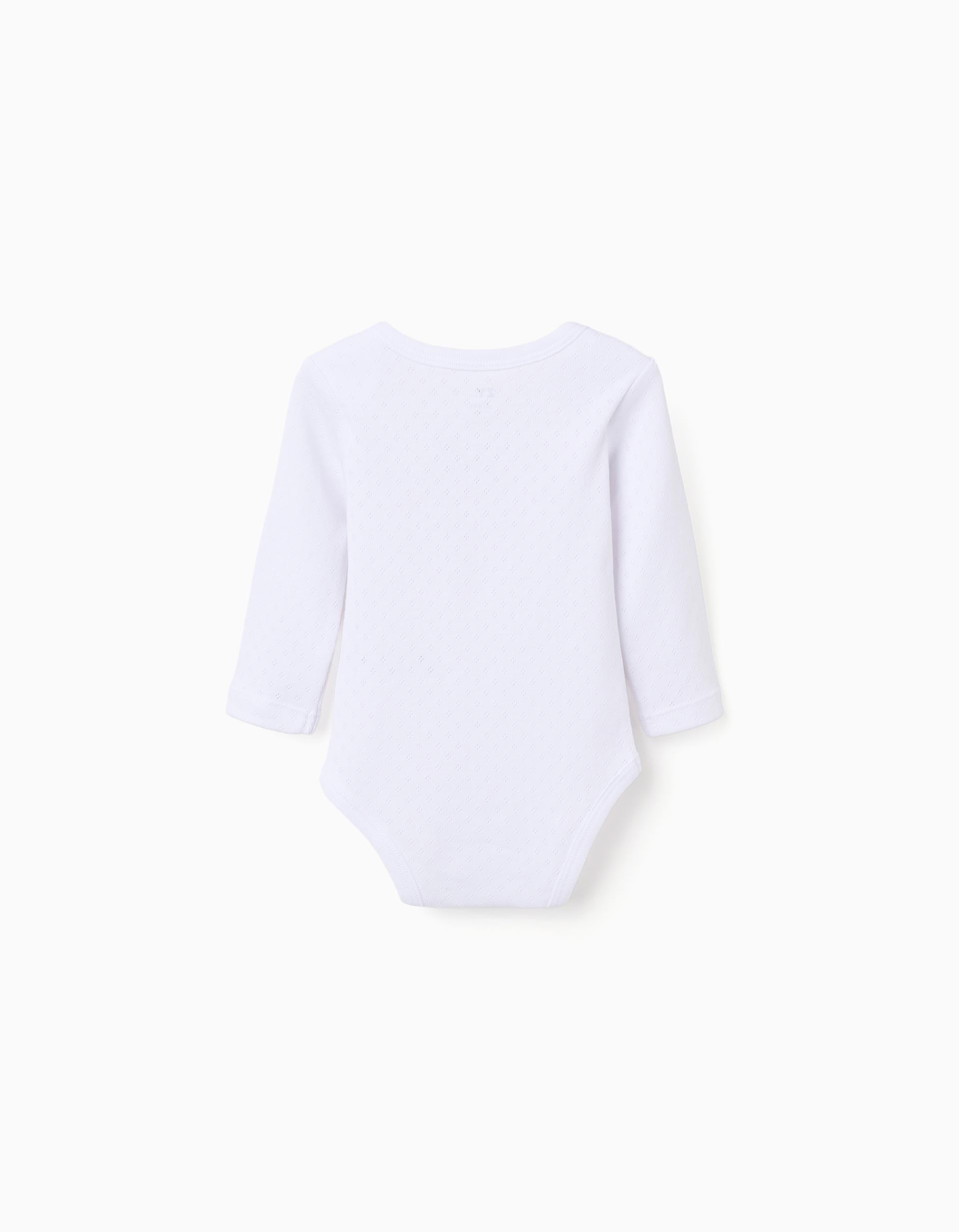 Pack of 4 bodysuits in pointelle for newborns and babies, white