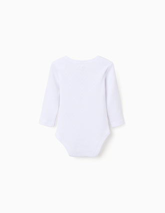 Pack of 4 bodysuits in brushed cotton for newborns and babies, white