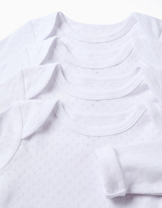 Pack of 4 bodysuits in brushed cotton for newborns and babies, white