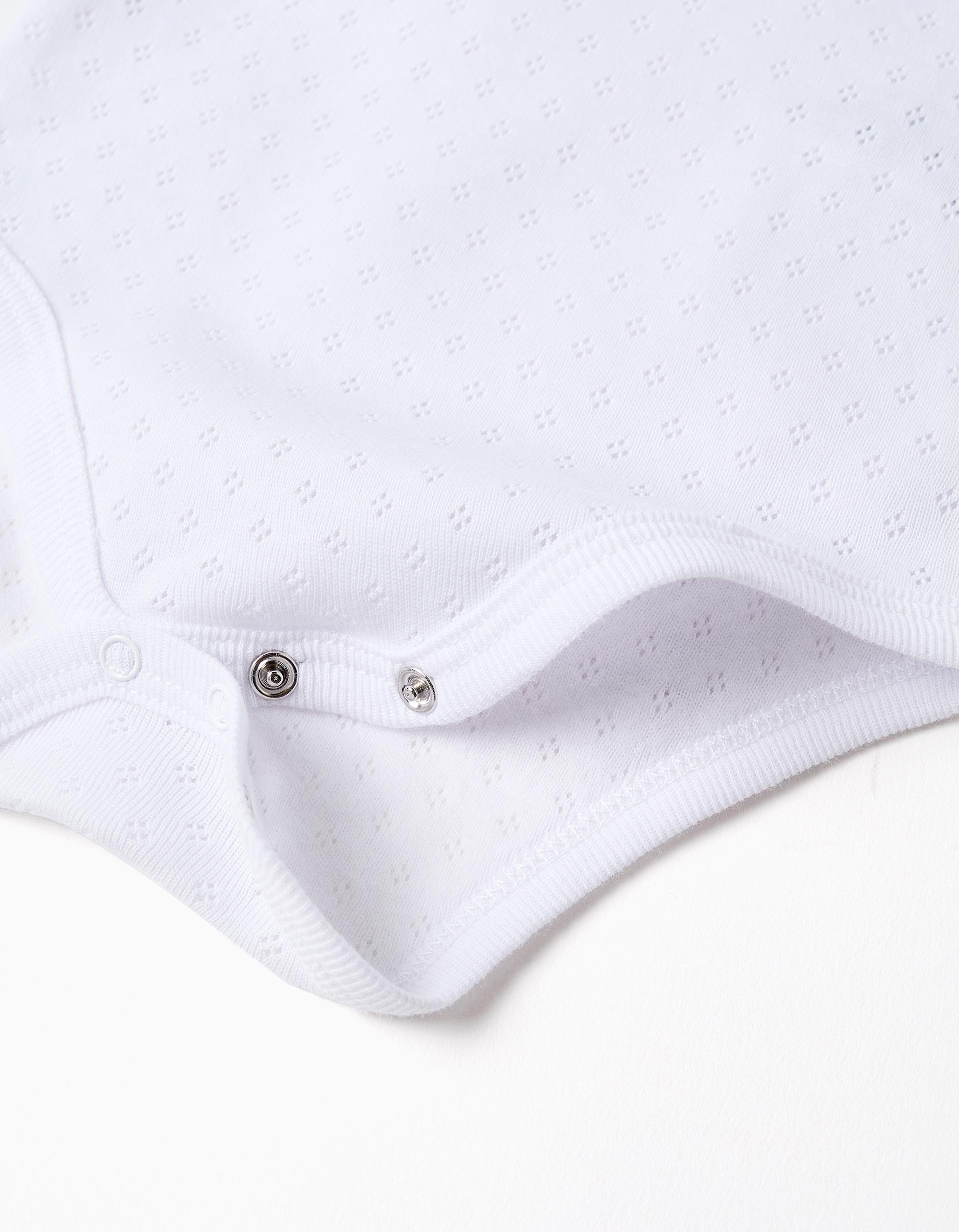 Pack of 4 bodysuits in pointelle for newborns and babies, white