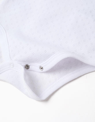 Pack of 4 bodysuits in brushed cotton for newborns and babies, white