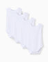 Lot de 4 bodies unis sans manches pour nouveau-nés et bébés, blanc