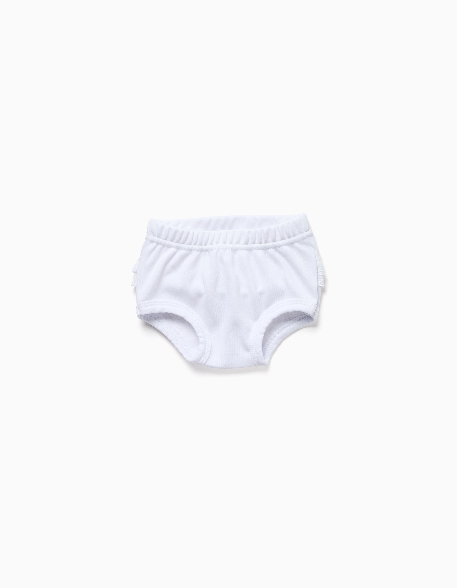 Culottes en coton avec volants pour nouveau-née et bébé, blanc