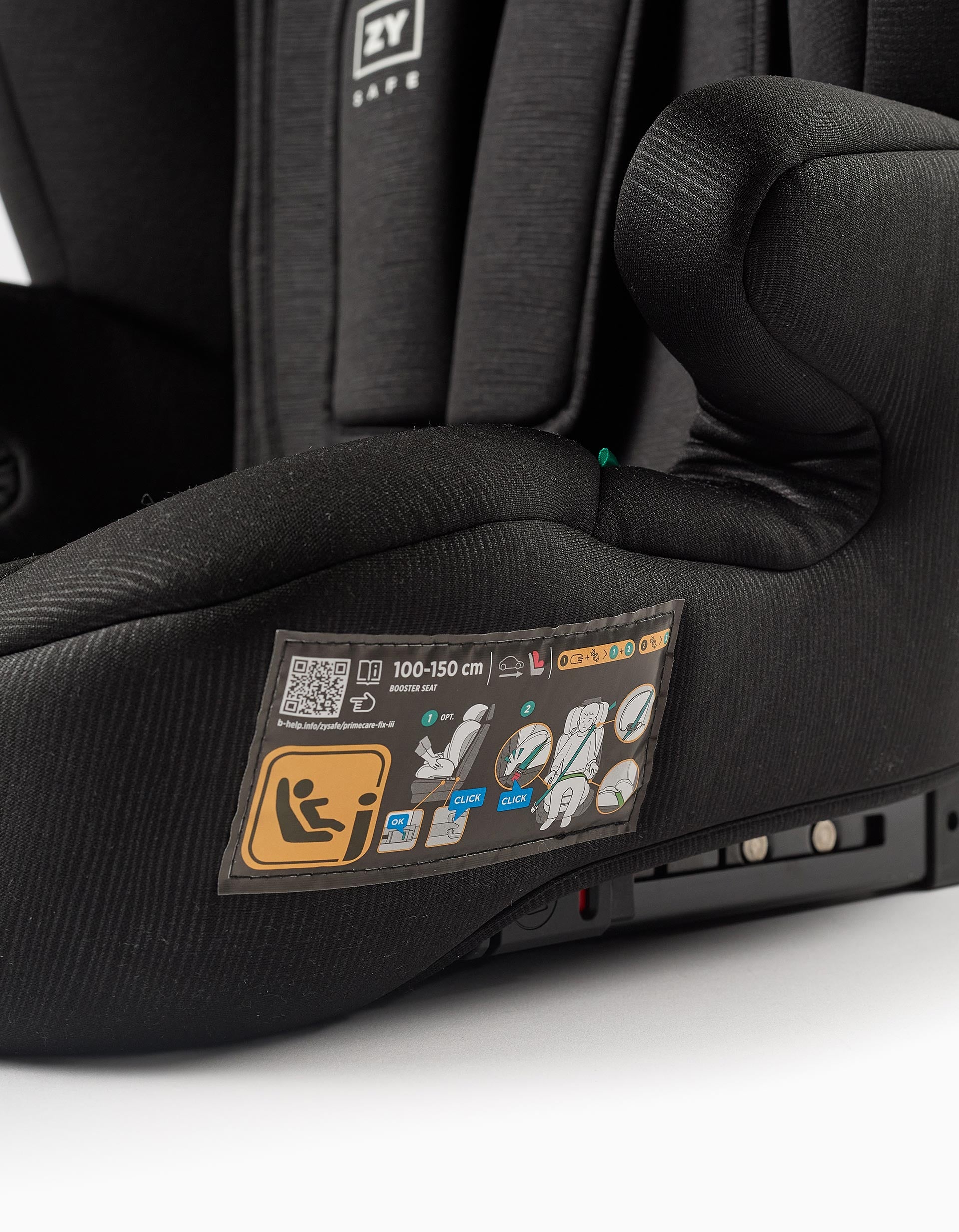 Silla de Coche I-Size ZY Safe Primecare Fix III (76-150 cm), Negro