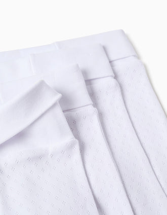 Pack 4 calças com pés cardadas para recém-nascidos e bebés, branco
