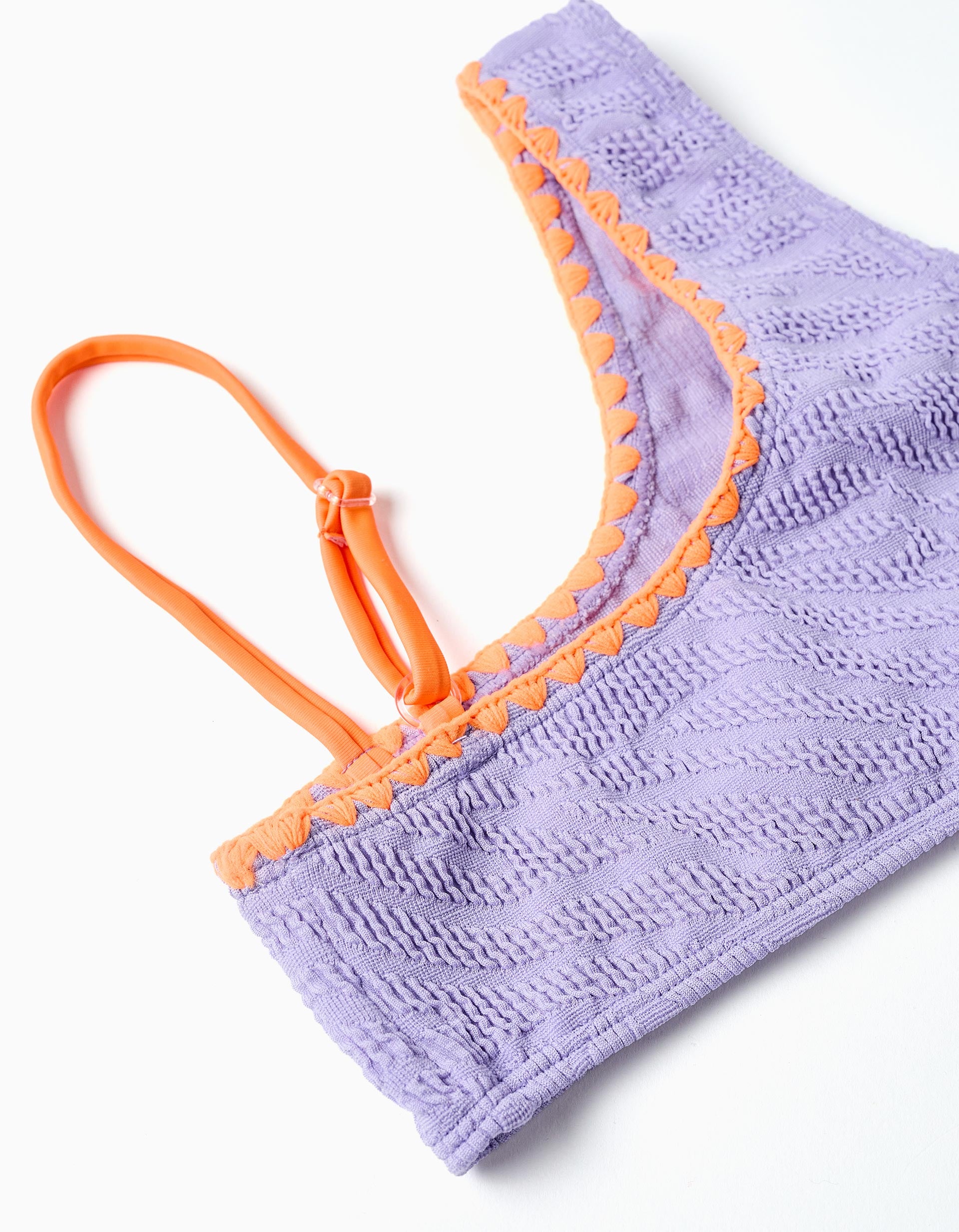Bikini avec volants + chouchou pour fille, lilas/orange
