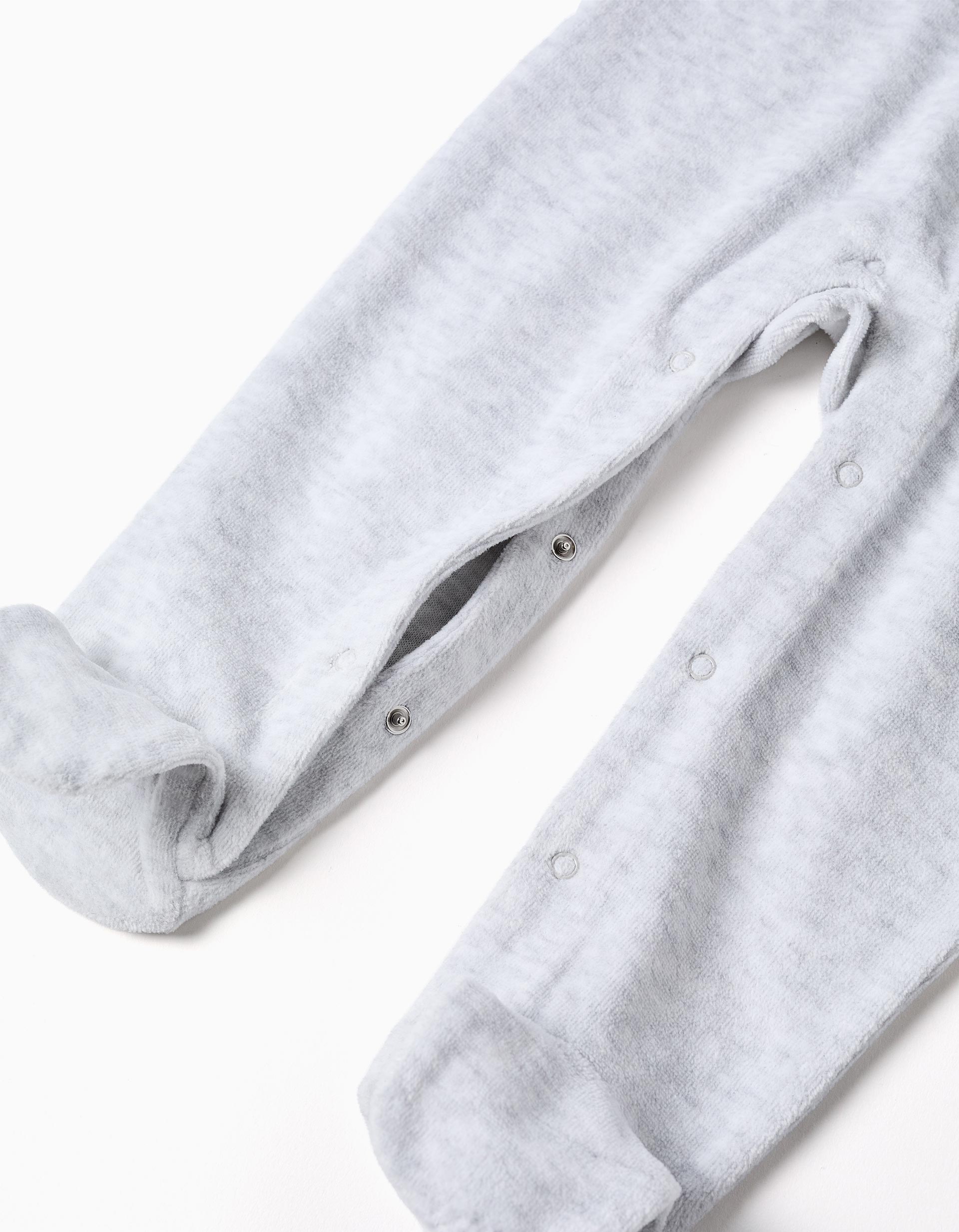 Pelele de terciopelo con estampado Super para recién nacido y bebé, gris