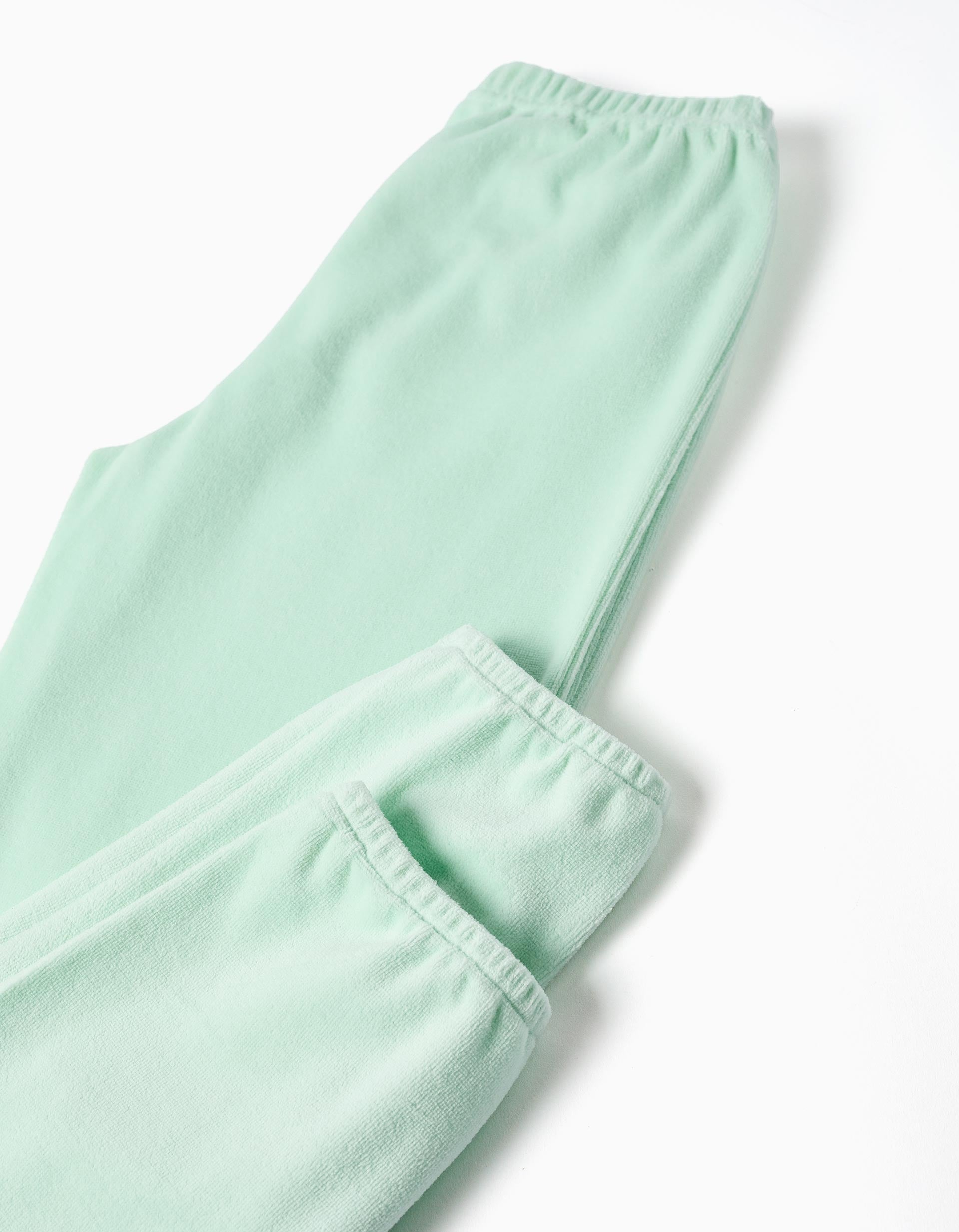 Pyjama en velours avec les princesses Disney pour fille, blanc/vert clair