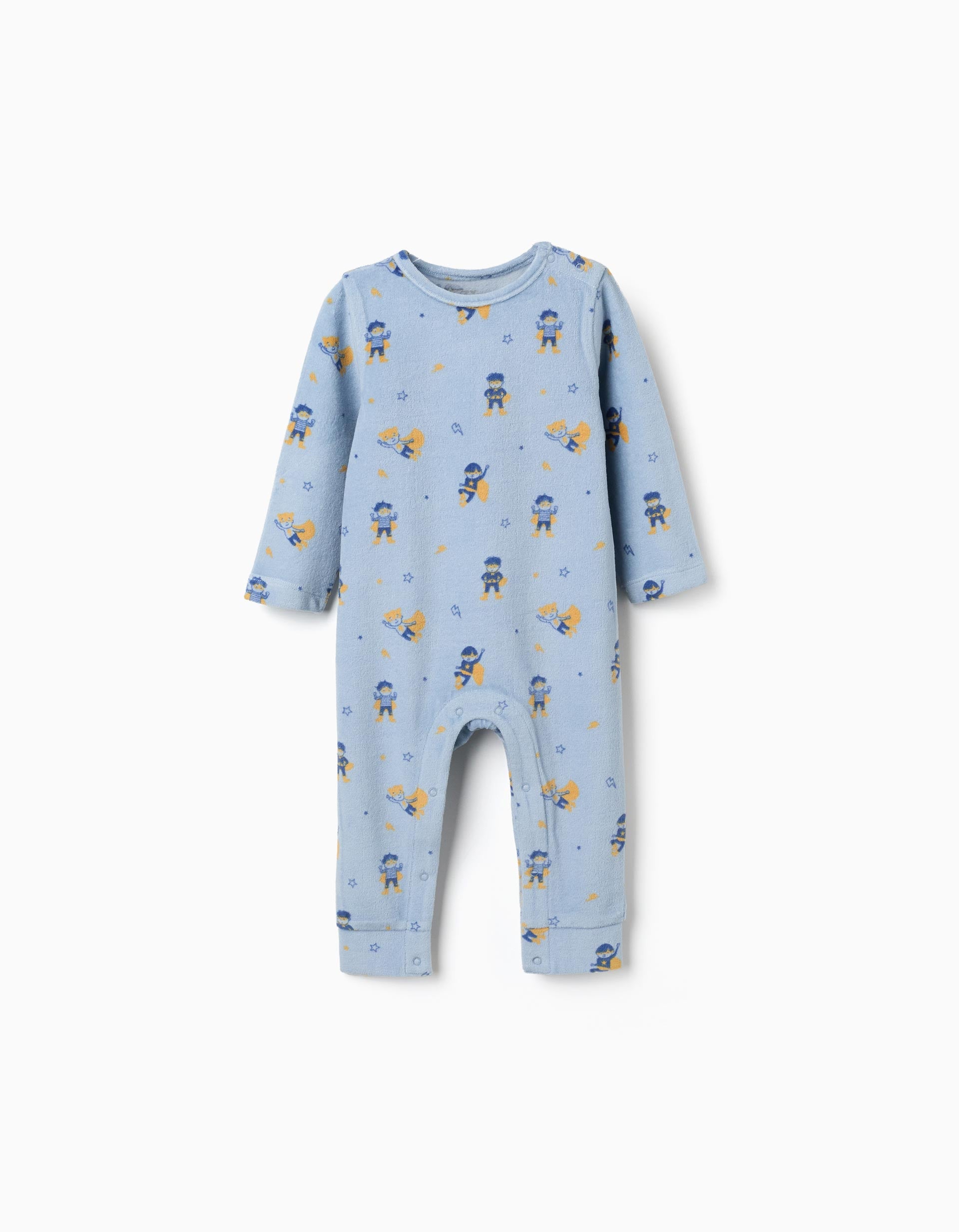 Combinaison en velours à motif super-héros pour nouveau-né et bébé, bleu