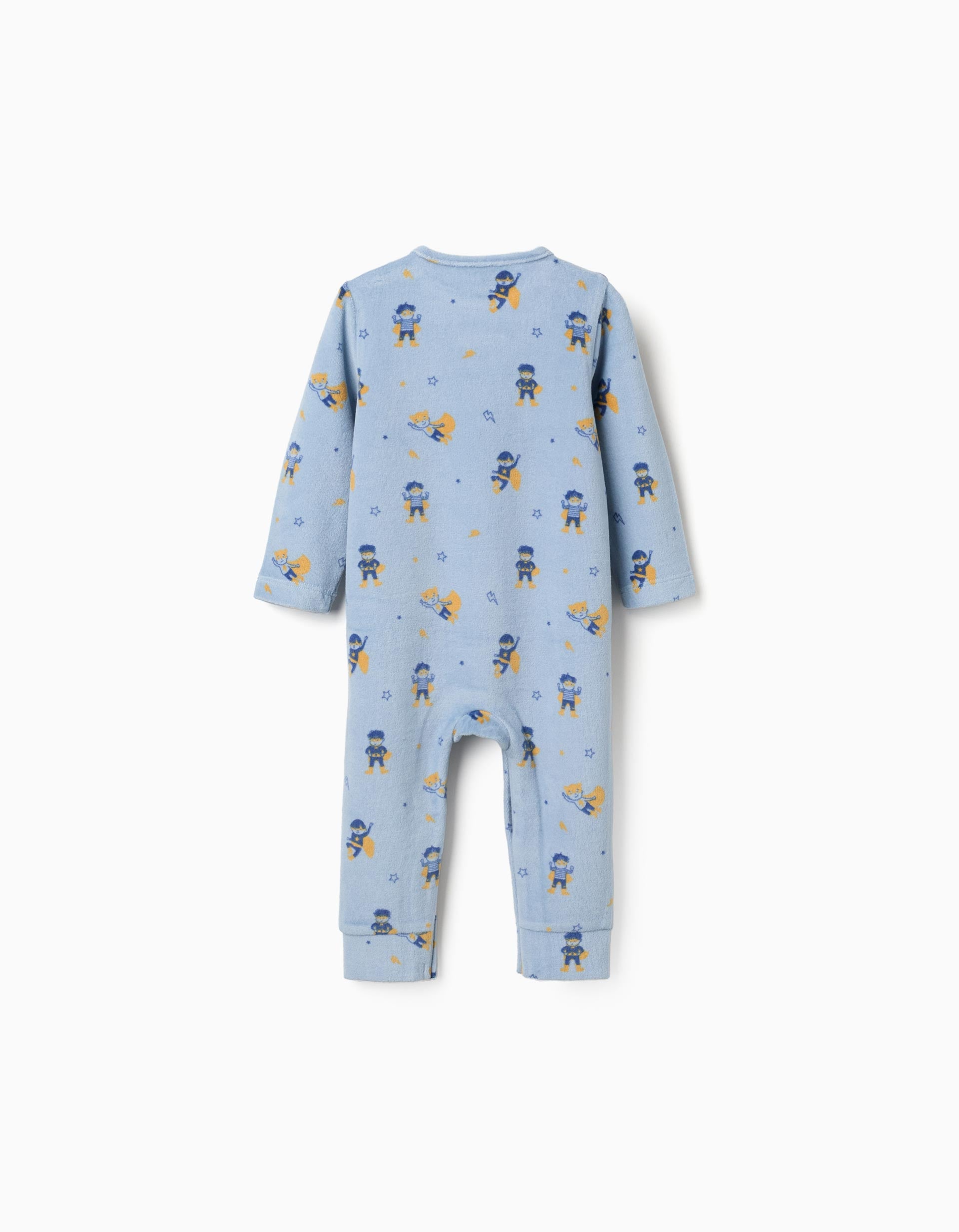 Combinaison en velours à motif super-héros pour nouveau-né et bébé, bleu