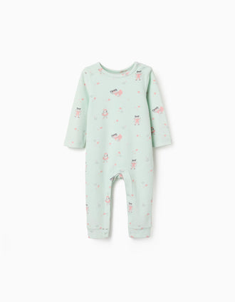 Babygrow sem pés de veludo com motivo para recém-nascida e bebé, verde