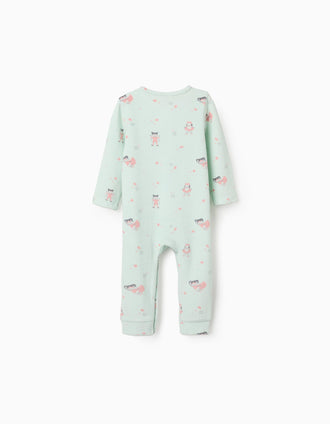 Babygrow sem pés de veludo com motivo para recém-nascida e bebé, verde