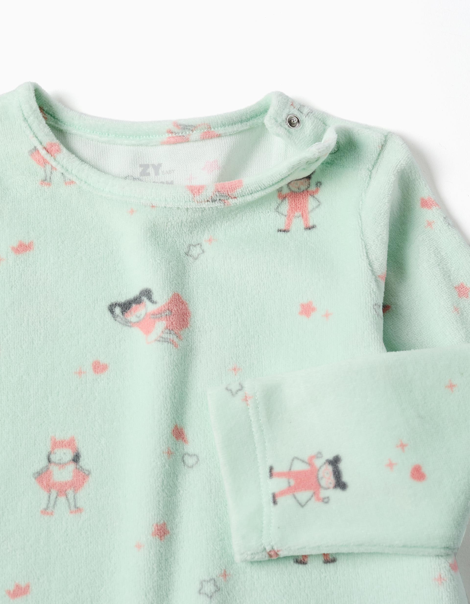 Babygrow sem pés de veludo com motivo para recém-nascida e bebé, verde