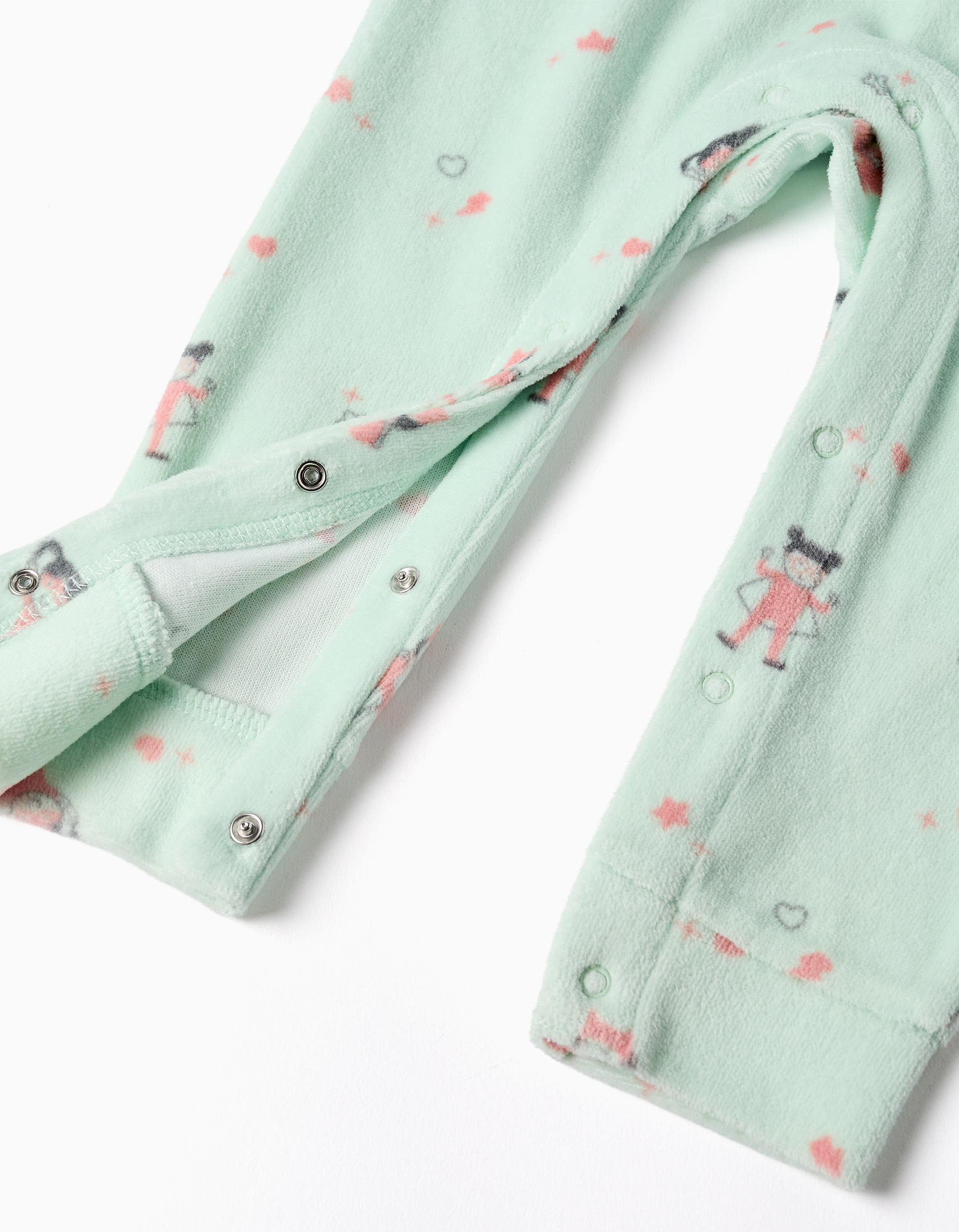 Babygrow sem pés de veludo com motivo para recém-nascida e bebé, verde