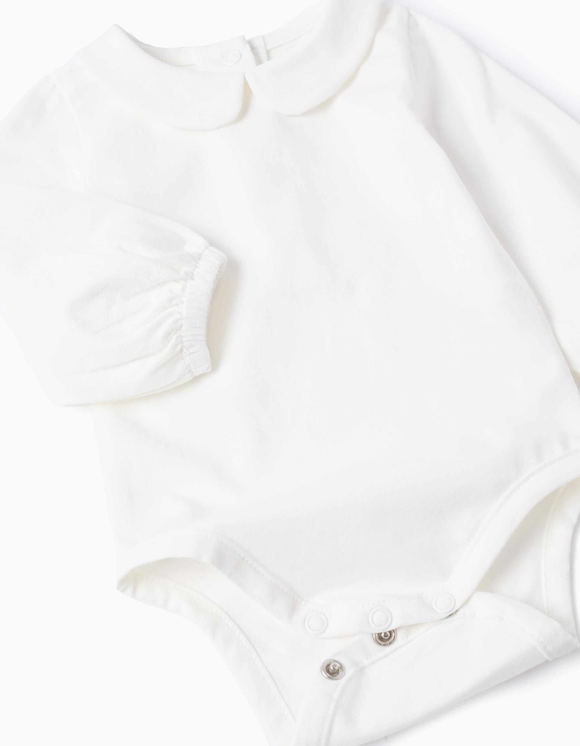 Conjunto de body + mono Vichy para recién nacida, blanco/beige