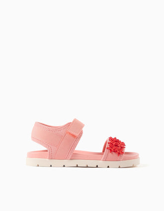 Sandálias antiderrapantes com estrelas-do-mar para menina, rosa