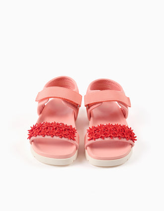 Sandálias antiderrapantes com estrelas-do-mar para menina, rosa