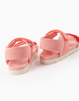 Sandálias antiderrapantes com estrelas-do-mar para menina, rosa
