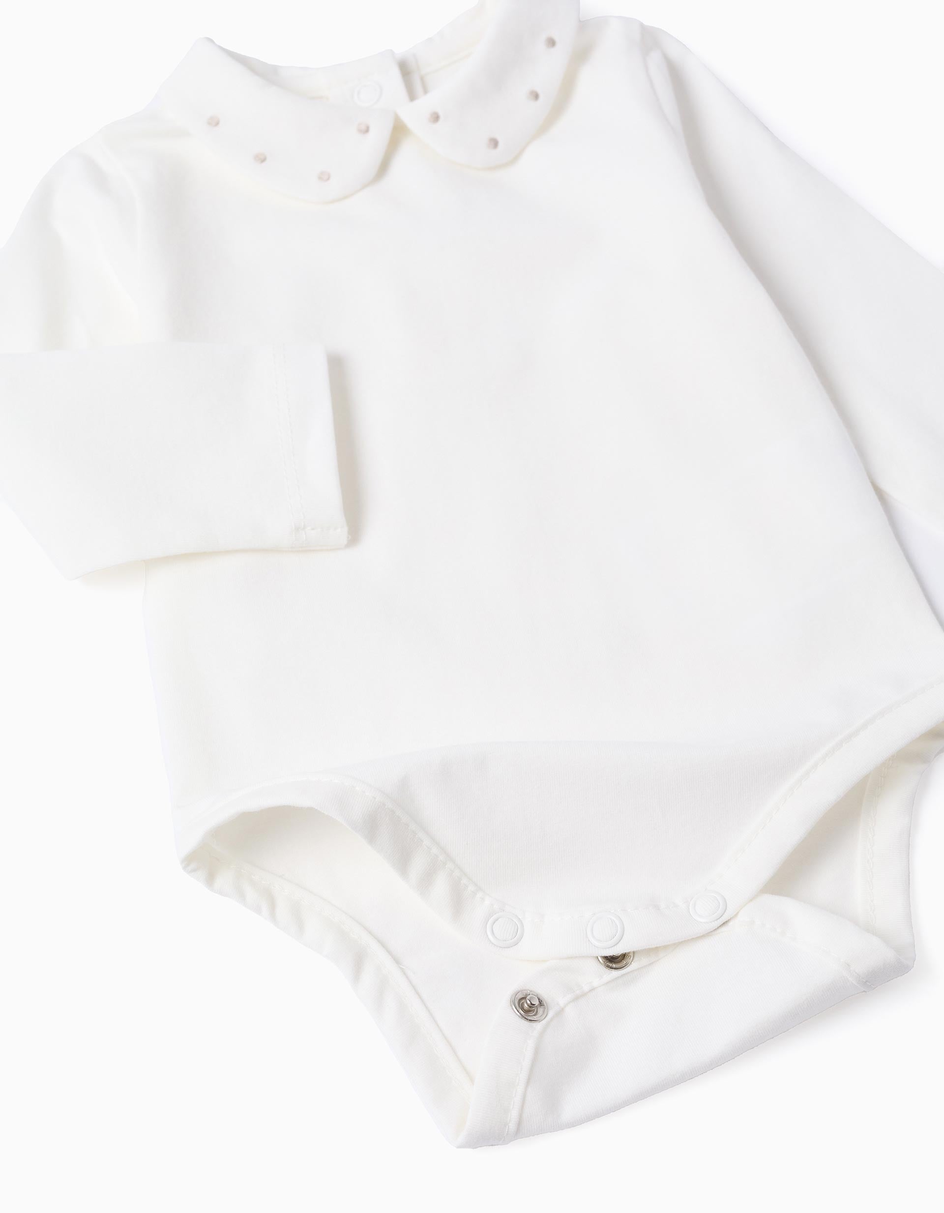 Body + mono Vichy para recién nacido, blanco/beige