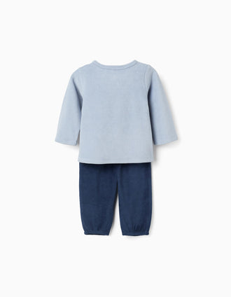 Glow-in-the-dark velvet pyjamas for newborn and baby boys, blue