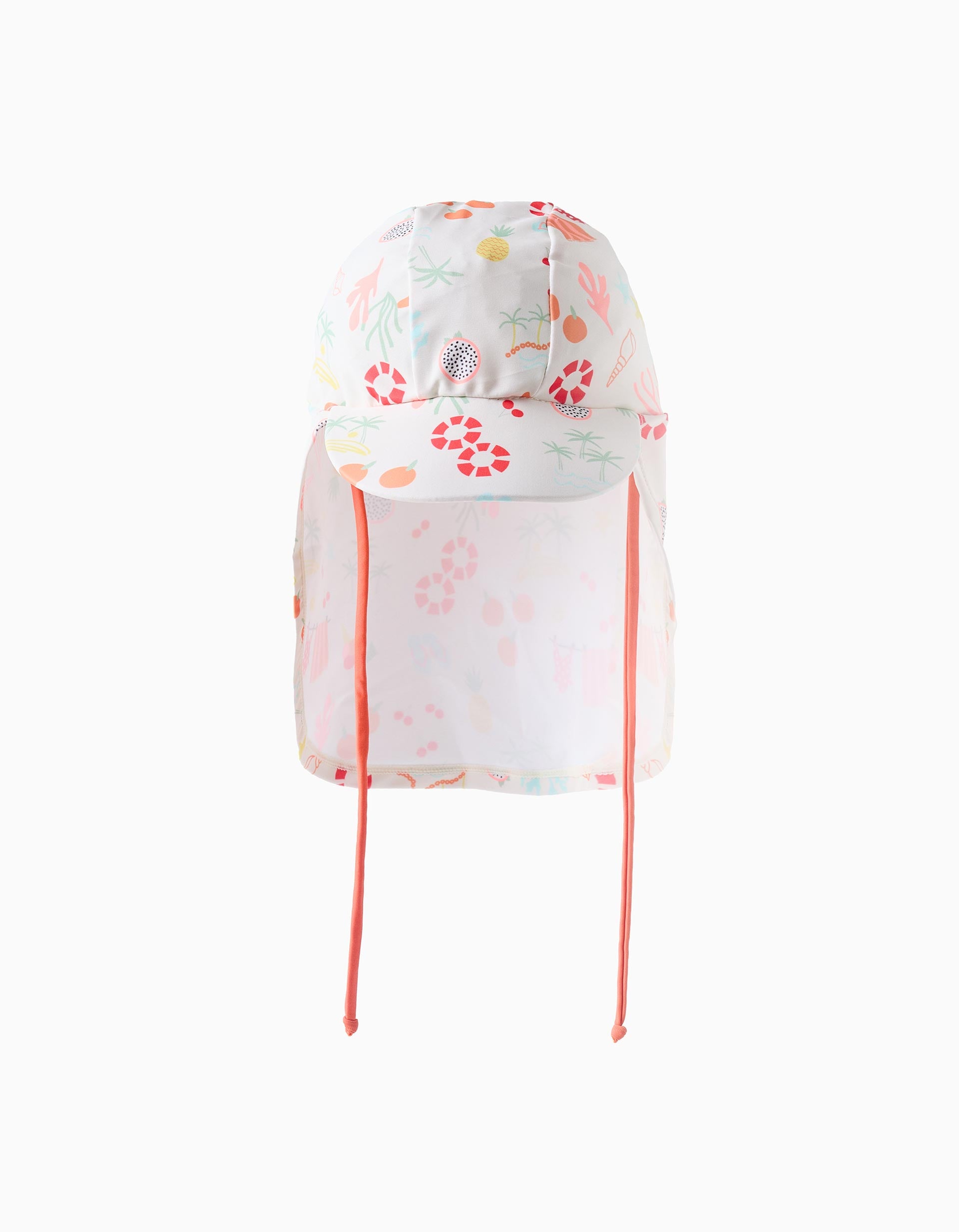 Boné legionário de praia com motivo para bebé menina, branco