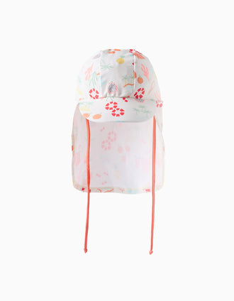 Boné legionário de praia com motivo para bebé menina, branco