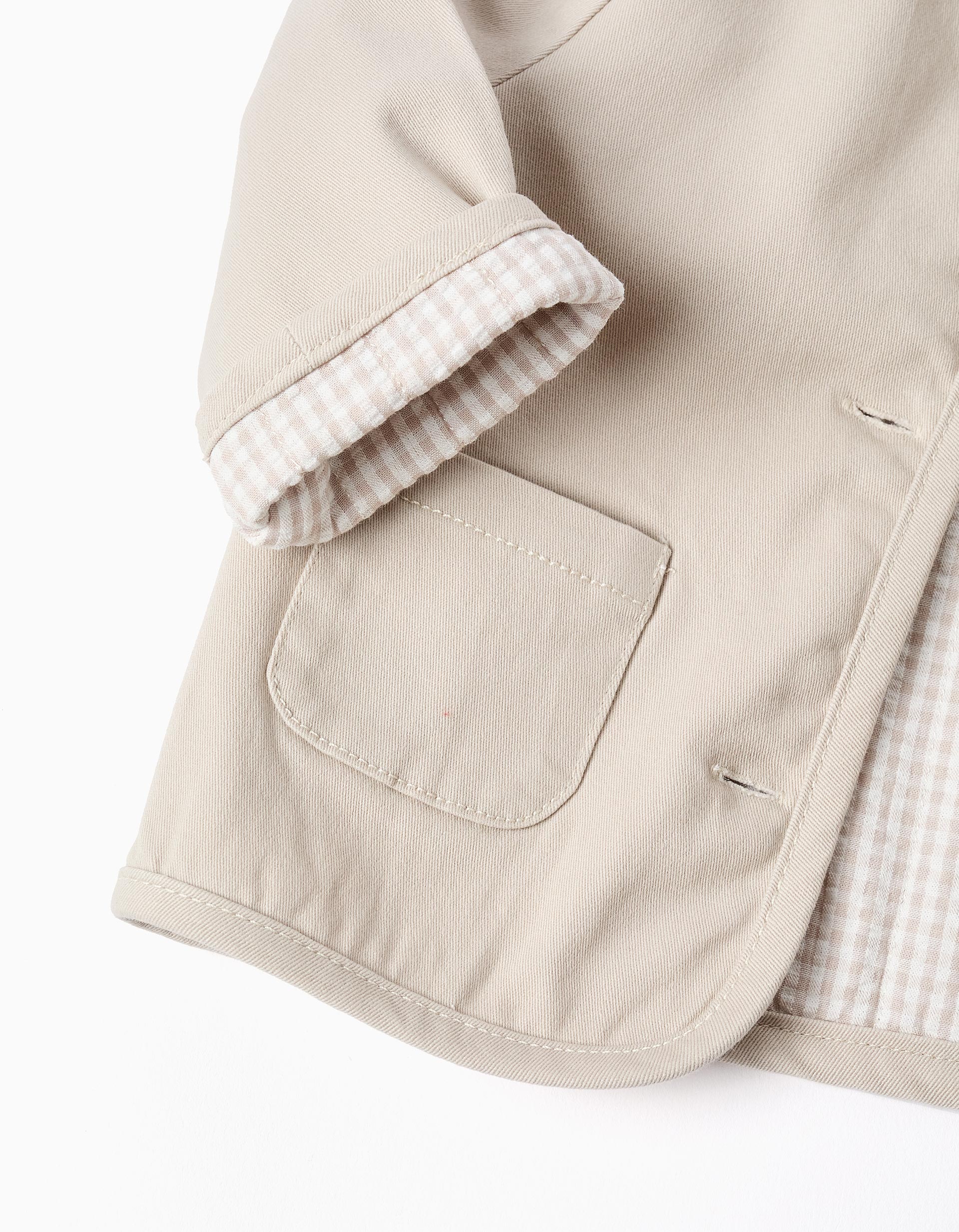 Chaqueta de algodón acolchada y reversible para recién nacido, beige