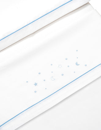 Set de Literie 3 Pcs en Coton Interbaby 'Stars' 60x120 cm, Bleu