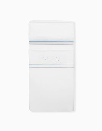 Set de Literie 3 Pcs en Coton Interbaby 'Stars' 60x120 cm, Bleu