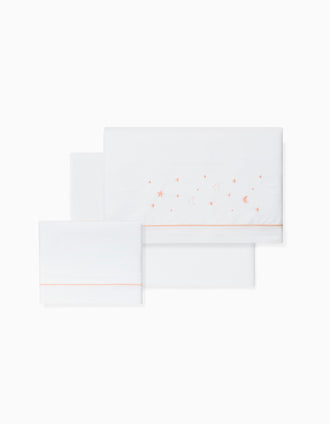 Set de Literie 3 Pcs en Coton Interbaby 'Stars' 60x120 cm, Rose