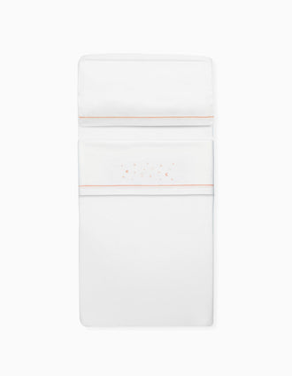 Set de Literie 3 Pcs en Coton Interbaby 'Stars' 60x120 cm, Rose