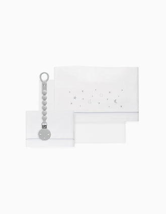 Set de Literie 3 Pcs en Coton Interbaby 'Stars' 60x120 cm, Gris