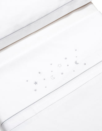 Set de Literie 3 Pcs en Coton Interbaby 'Stars' 60x120 cm, Gris