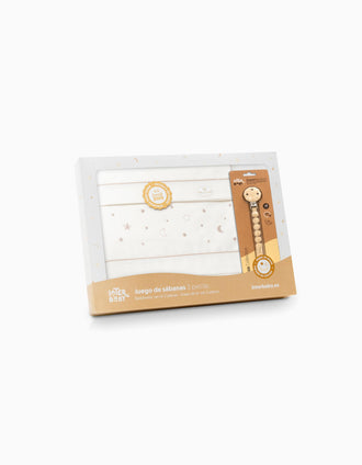 Set de Literie 3 Pcs en Coton Interbaby 'Stars' 60x120 cm, Beige