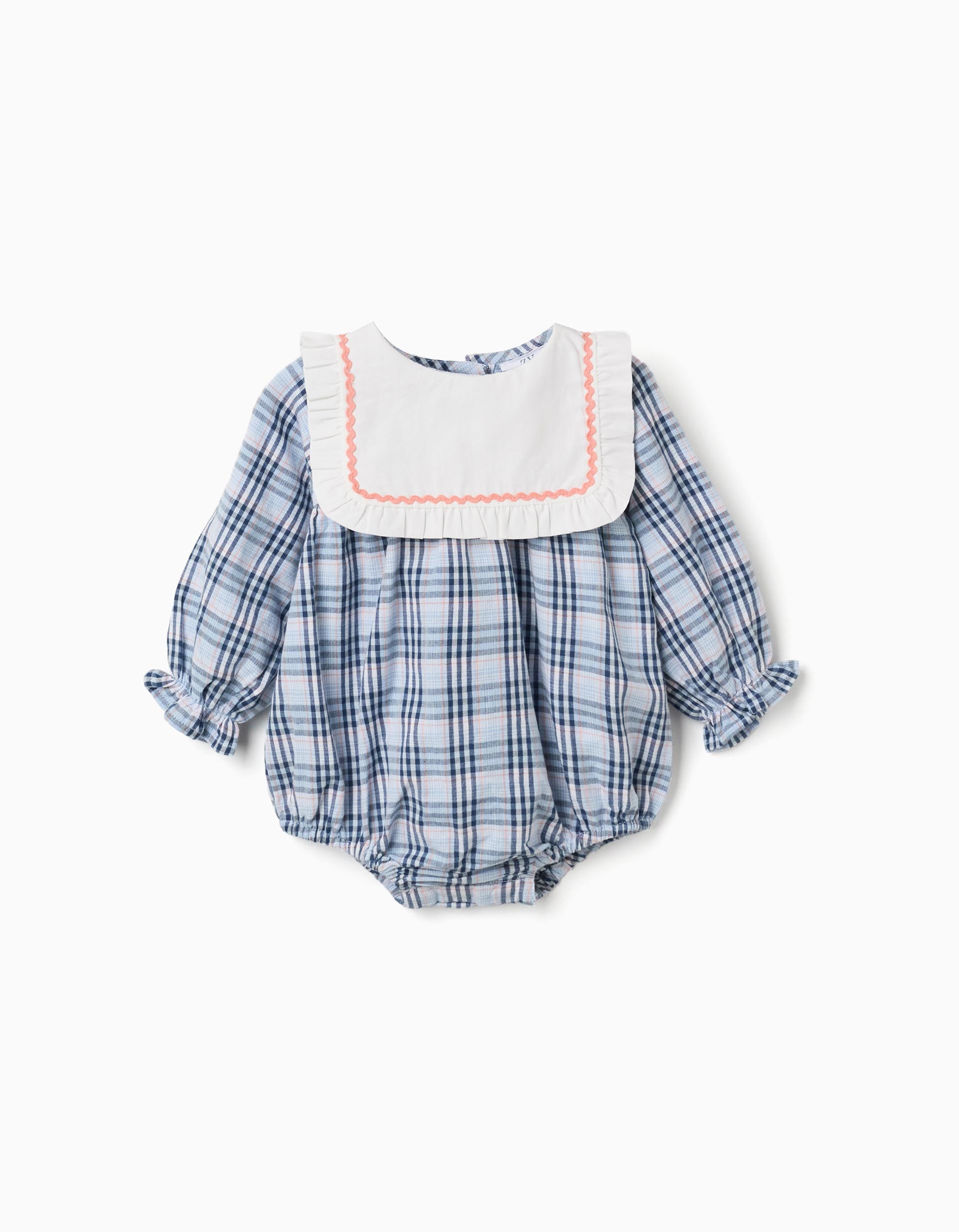 Combinaison en coton et à carreaux B&S pour nouveau-née, bleu