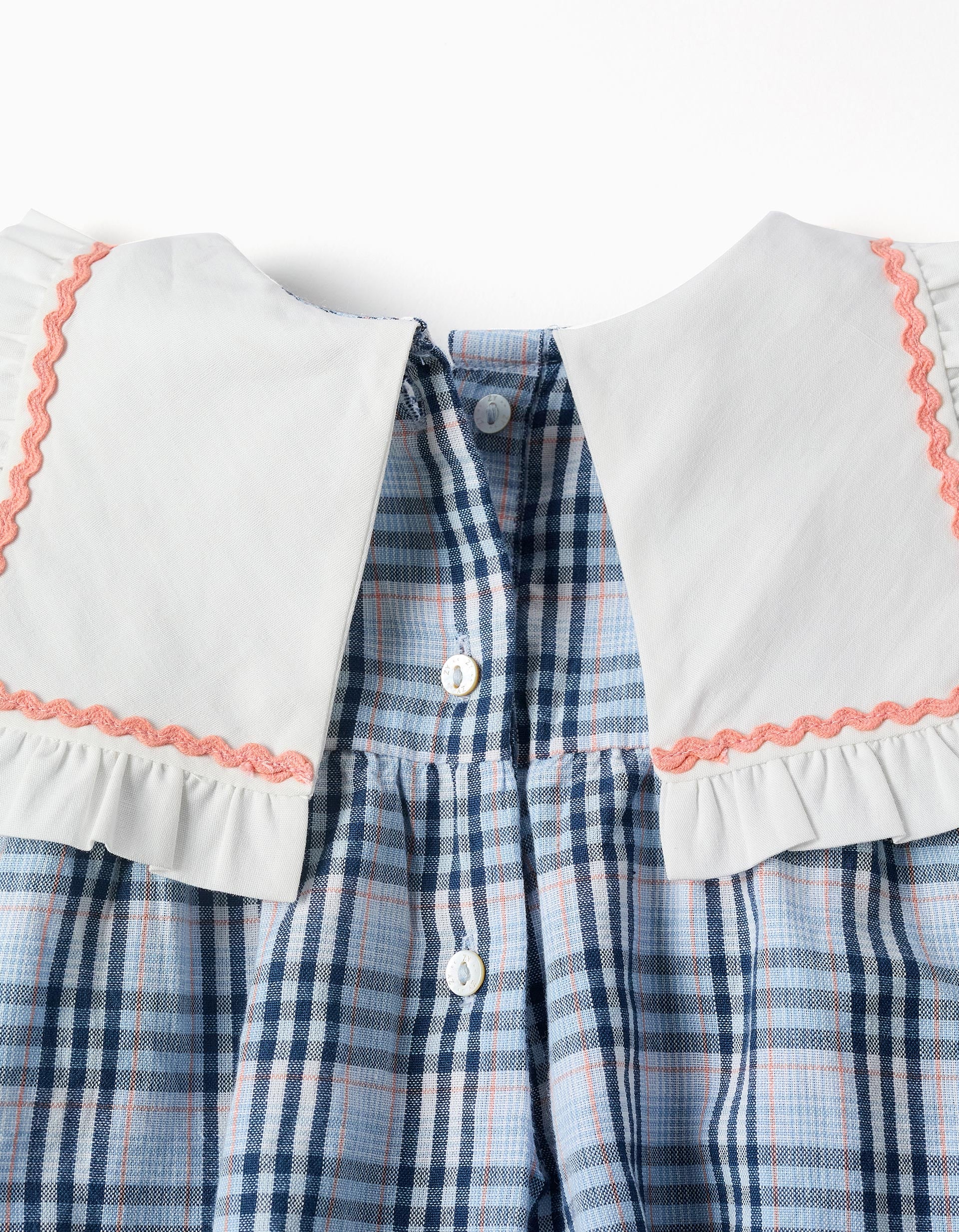 Cotton jumpsuit with checked pattern B&S for newborn girls, blue – ZIPPY