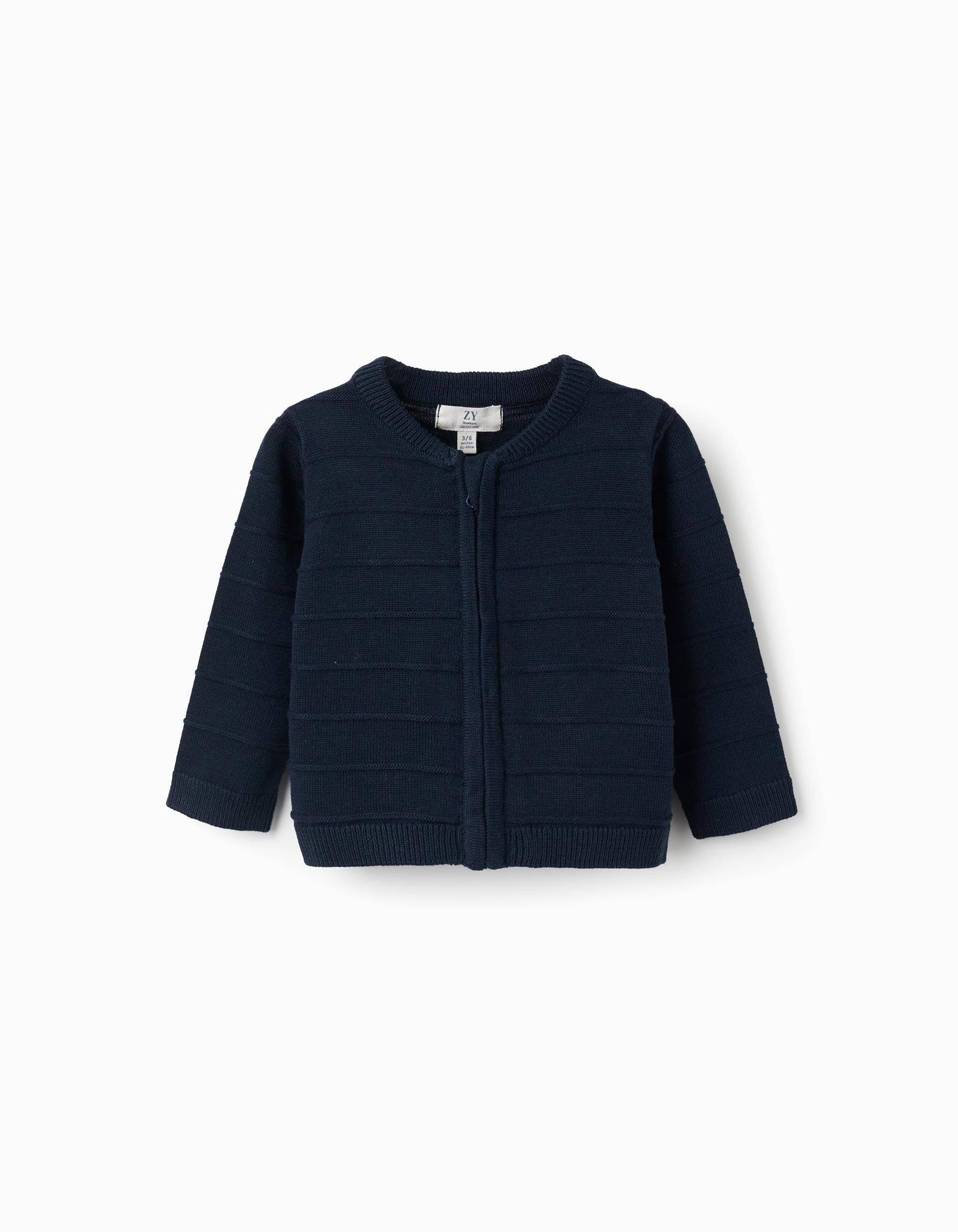 Gilet en maille avec lignes en relief pour nouveau-né, bleu foncé