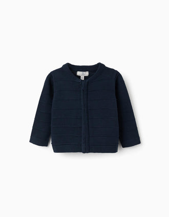 Gilet en maille avec lignes en relief pour nouveau-nés, bleu foncé