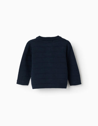 Gilet en maille avec lignes en relief pour nouveau-nés, bleu foncé