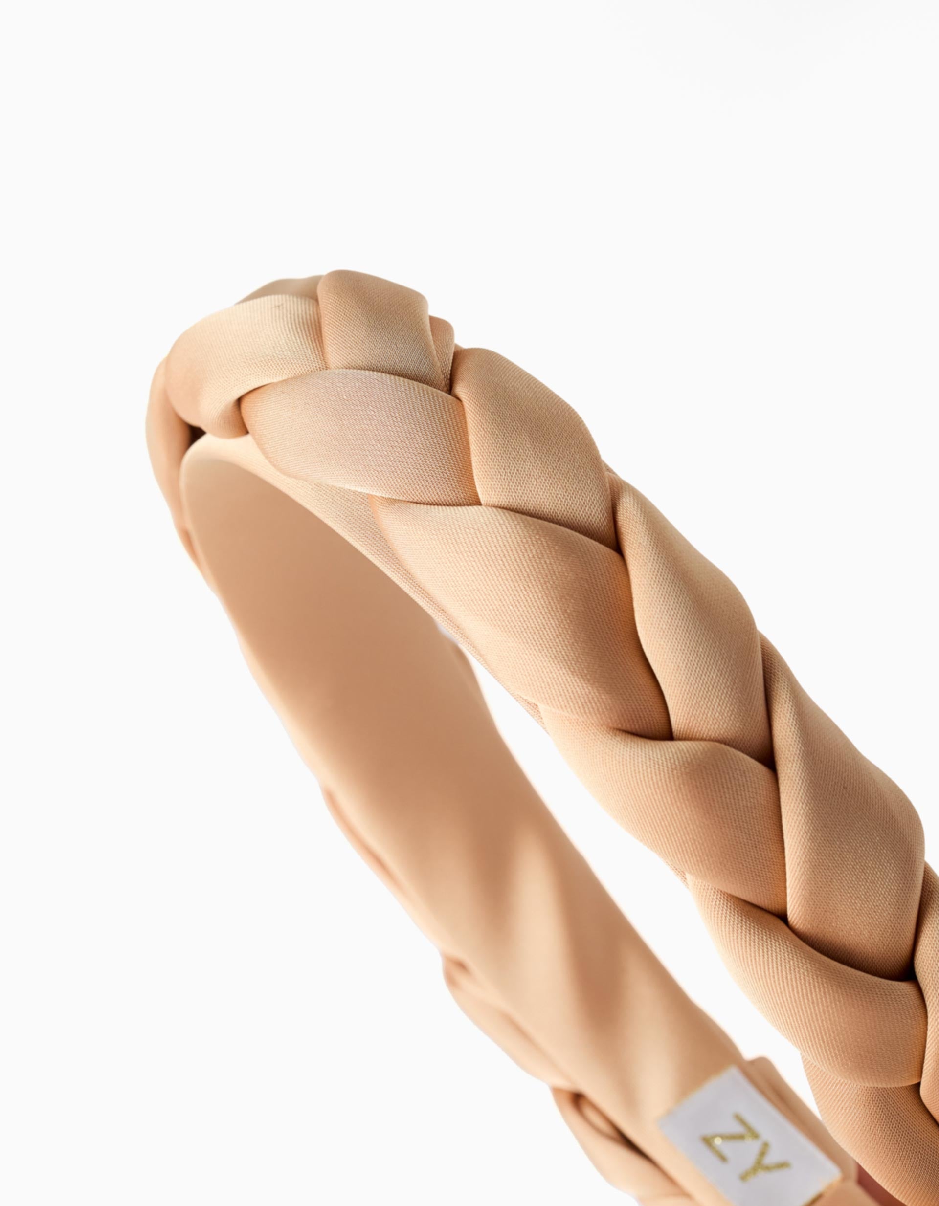 Braided Alice band in satin for girls, golden