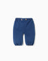 Cotton denim trousers with decorative buttons for newborns, blue