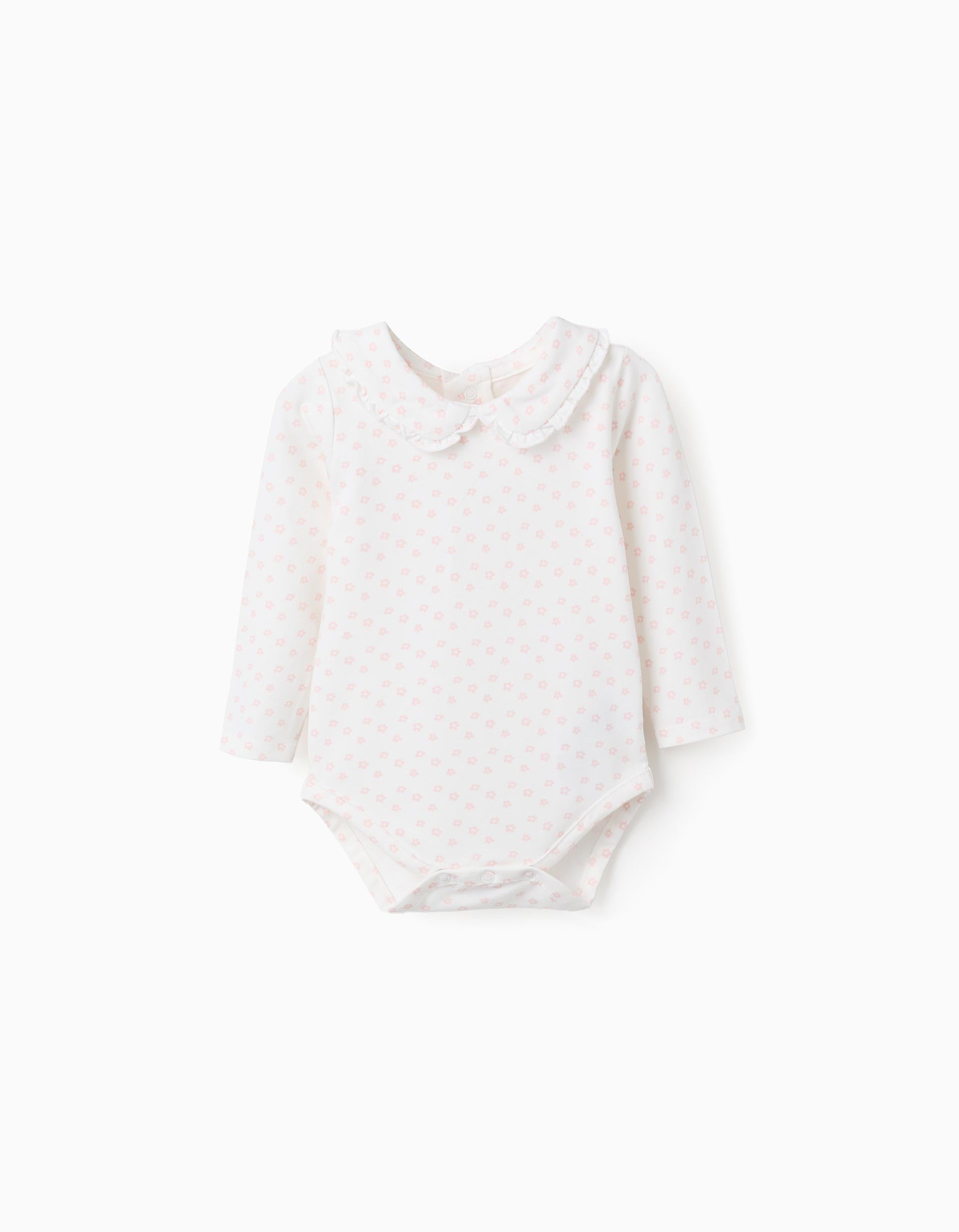 Body à manches longues et motif floral pour nouveau-née, blanc/rose